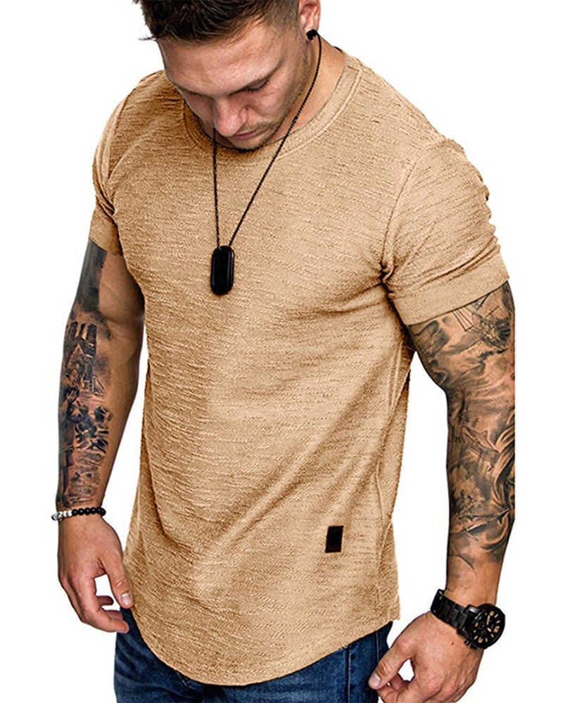 Uni Clau Fashion Mens T Shirt Muscle Gym Workout Athletic Shirt Cotton Tee Shirt Top - Image 1